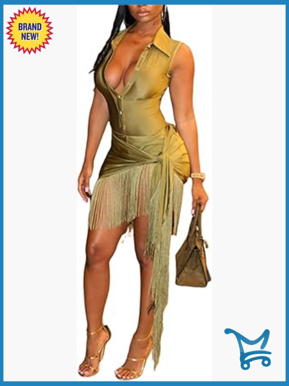 Sexy 2 Piece Skirt Set Bodysuit Fringe Bodycon Mini Dress
